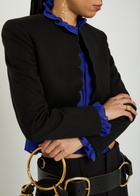 Chloe Scalloped Cropped Stretch-wool Blazer Black