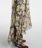 Loewe Floral asymmetric silk maxi dress