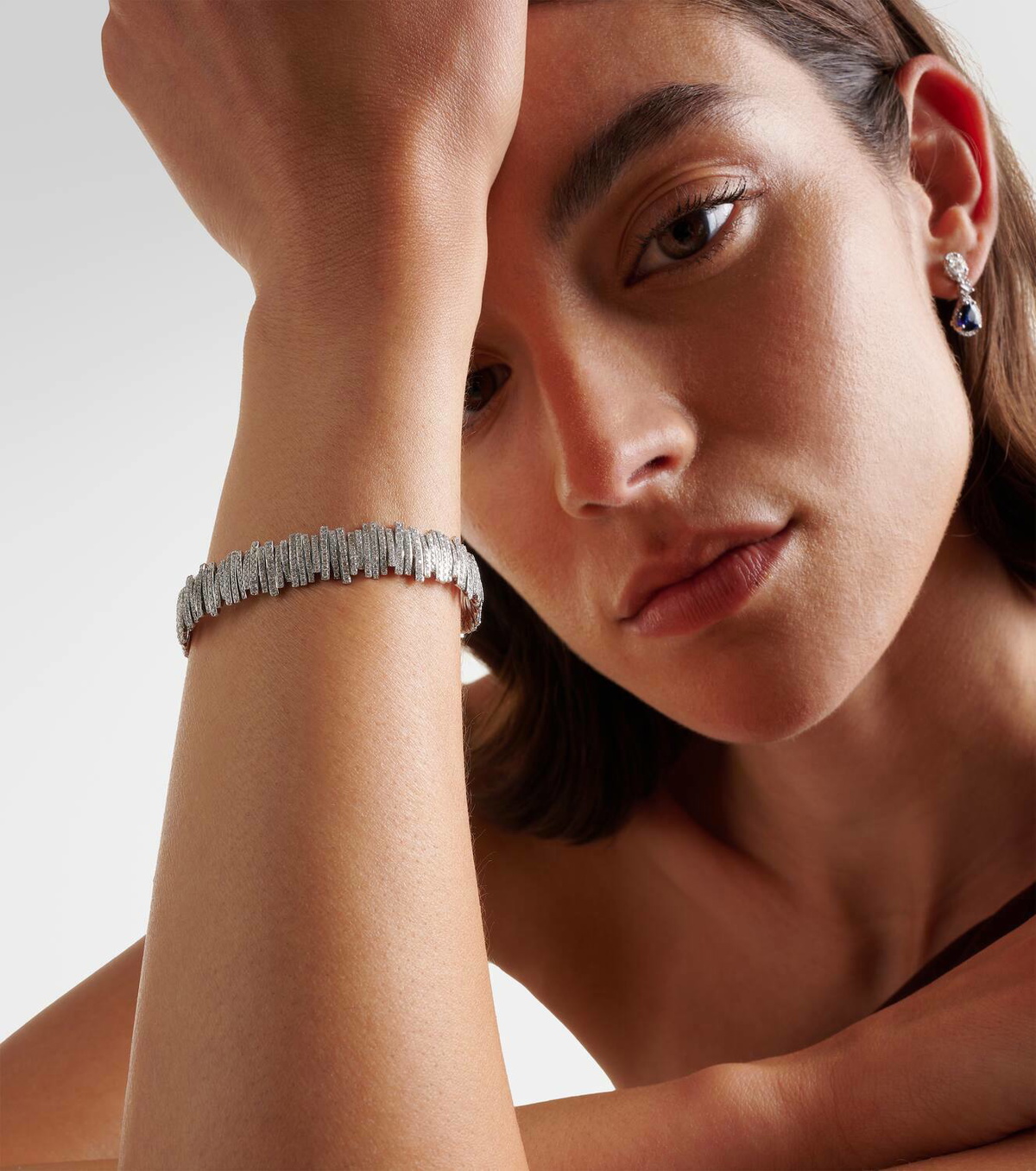 Suzanne Kalan Classic Medium 18kt white gold bracelet with diamonds