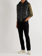 TOM FORD - Leather-Trimmed Quilted Shell and Cotton-Jersey Down Hooded Gilet - Black
