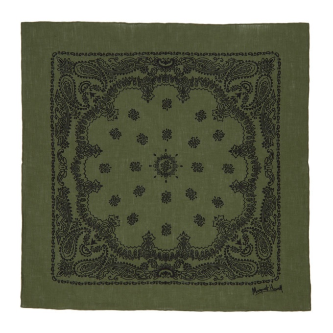 Photo: Margaret Howell Green and Black Linen Paisley Print Scarf