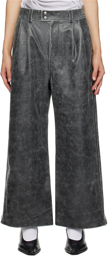 Photo: VAQUERA Gray Distressed Leather Pants