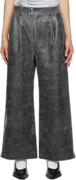 VAQUERA Gray Distressed Leather Pants