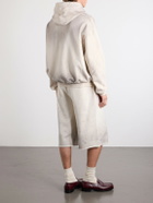 Satoshi Nakamoto - Necklace Logo-Print Embellished Distressed Cotton-Jersey Hoodie - White
