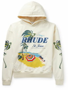 Rhude - Beach Club Logo-Print Cotton-Terry Hoodie - Neutrals