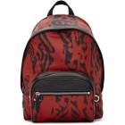 Neil Barrett Black and Red Chaotic Print Backpack