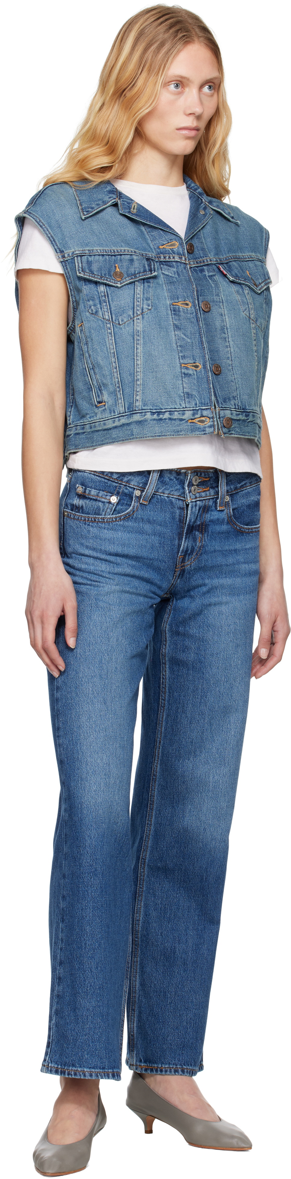 Levi's Blue Shrunken '90s Linen+ Lightweight Denim Vest