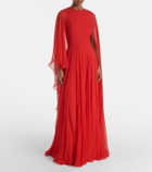 Givenchy Caped draped silk chiffon gown