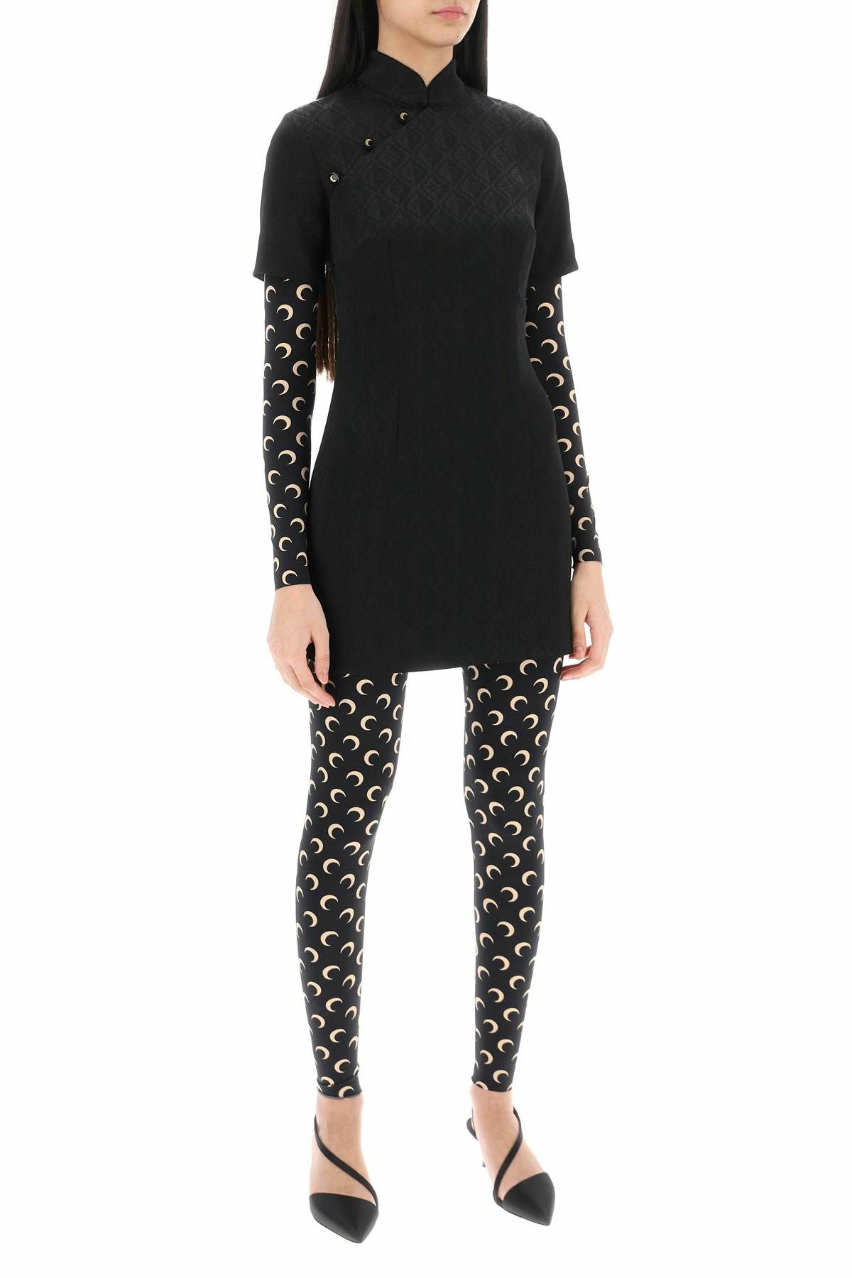 MARINE SERRE moon diamant jacquard mini dress Black