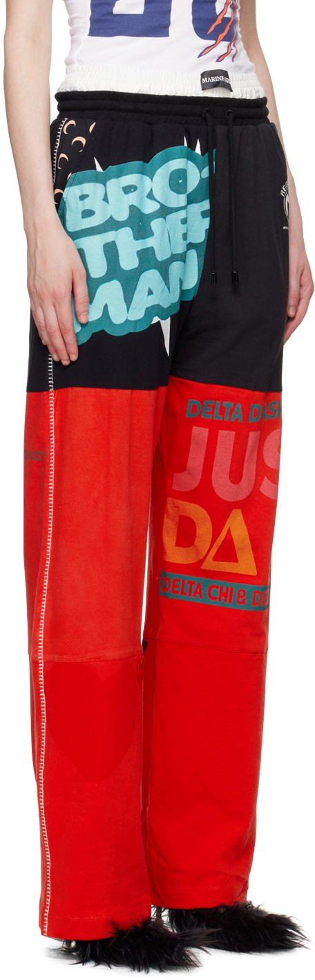 Marine Serre Red & Black Regenerated Graphic Lounge Pants