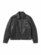 Versace - Slim-Fit Full-Grain Leather Blouson Jacket - Black