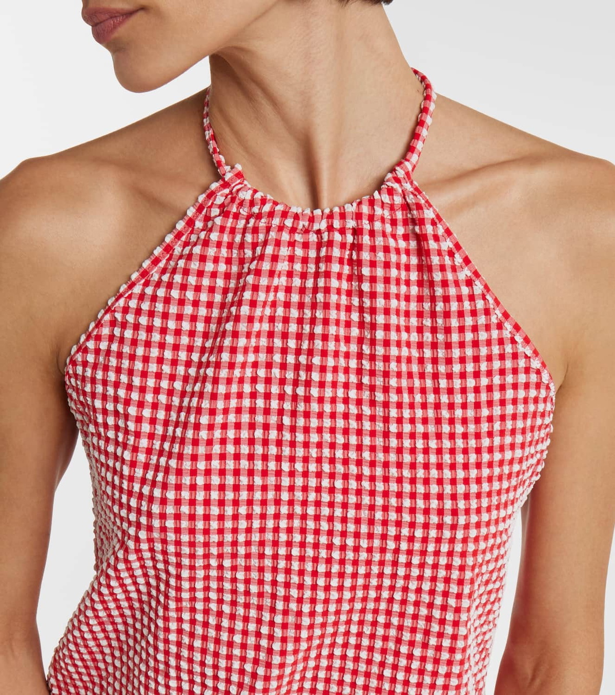Hunza G Gingham seersucker halterneck minidress