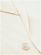 PURDEY - Double-Breasted Ribbed Cashmere and Linen-Blend Cadigan - Neutrals