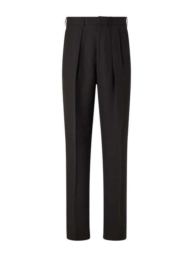 Photo: TOM FORD - Straight-Leg Pleated Woven Wool Tuxedo Trousers - Brown