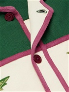 BODE - Prarie Rose Cutaway-Collar Embroidered Wool-Twill Overshirt - Green