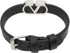 Valentino Garavani Black VLogo Signature Grainy Calfskin Bracelet
