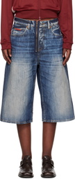 Martine Rose Blue Zip Denim Shorts
