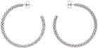 Amina Muaddi Silver & White Large Cameron Hoop Earrings