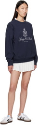 Sporty & Rich Navy Vendome Embroidered Crewneck Sweatshirt