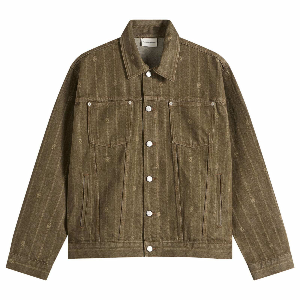 Drôle de Monsieur Men's Monogram Denim Jacket in Brown