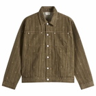 Drôle de Monsieur Men's Monogram Denim Jacket in Brown