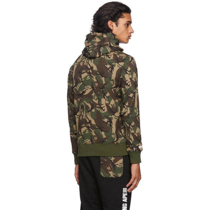 AAPE by A Bathing Ape Khaki Camo Logo Hoodie AAPE by A Bathing Ape