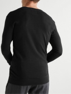 Hemen Biarritz - Harri Slim-Fit Organic Cotton-Jersey Henley Pyjama T-Shirt - Black