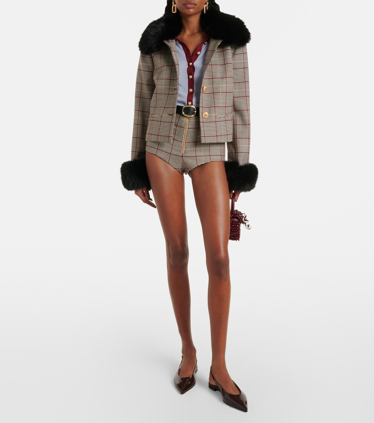 Self-Portrait Checked shorts