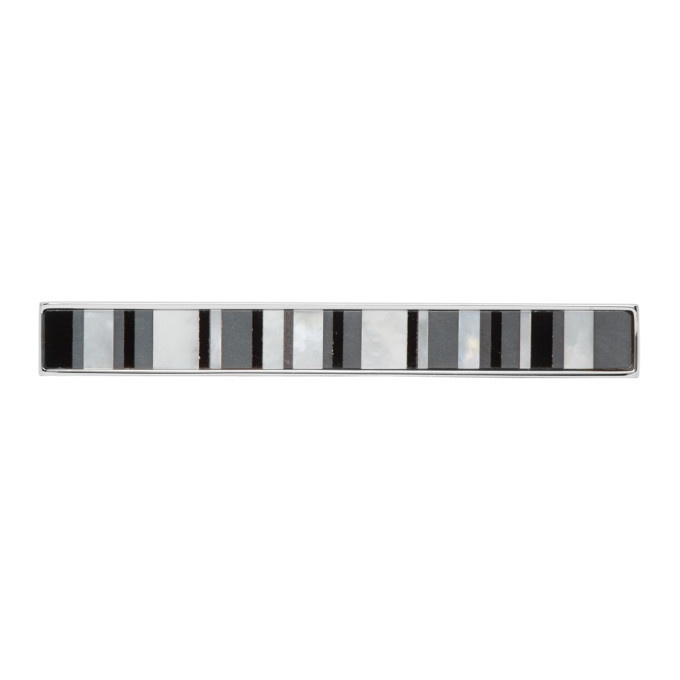 tarwe Stoffig Word gek Paul Smith Silver and White Mother-Of-Pearl Tie Bar Paul Smith