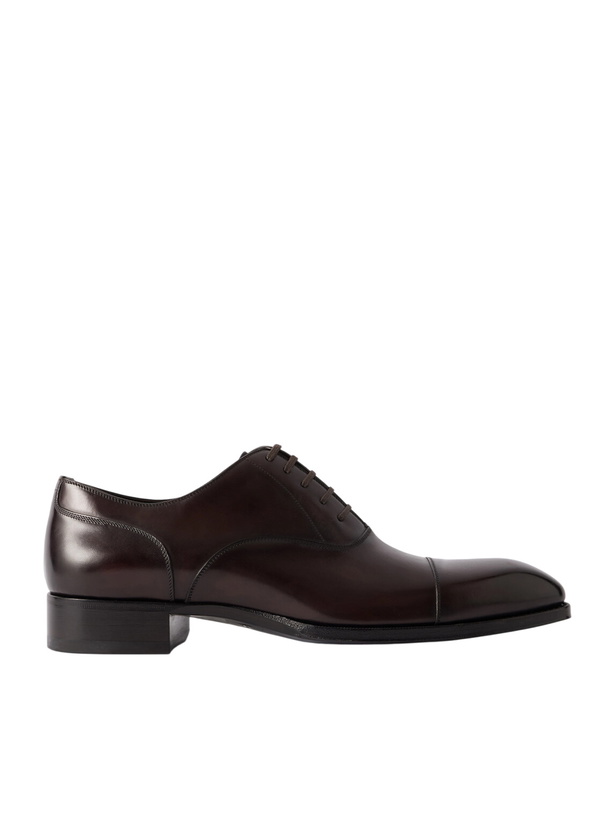 Photo: TOM FORD - Elkan Burnished-Leather Oxford Shoes - Brown