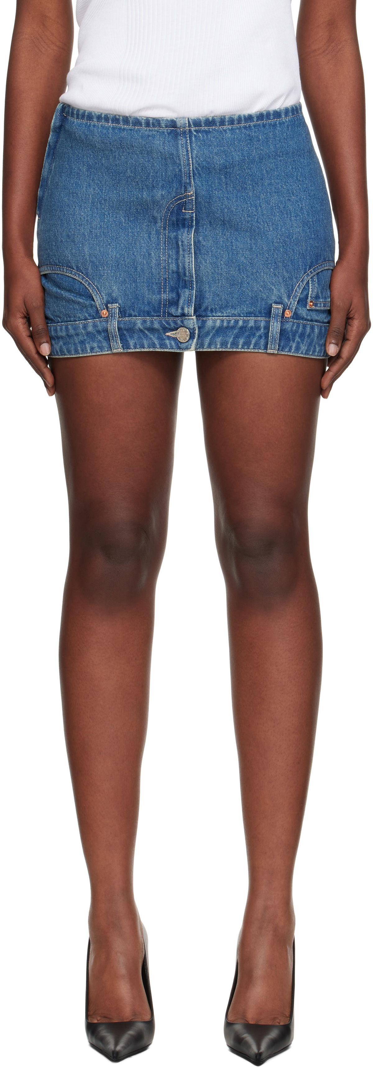 VETEMENTS Bluer Upside-Down Denim Miniskirt