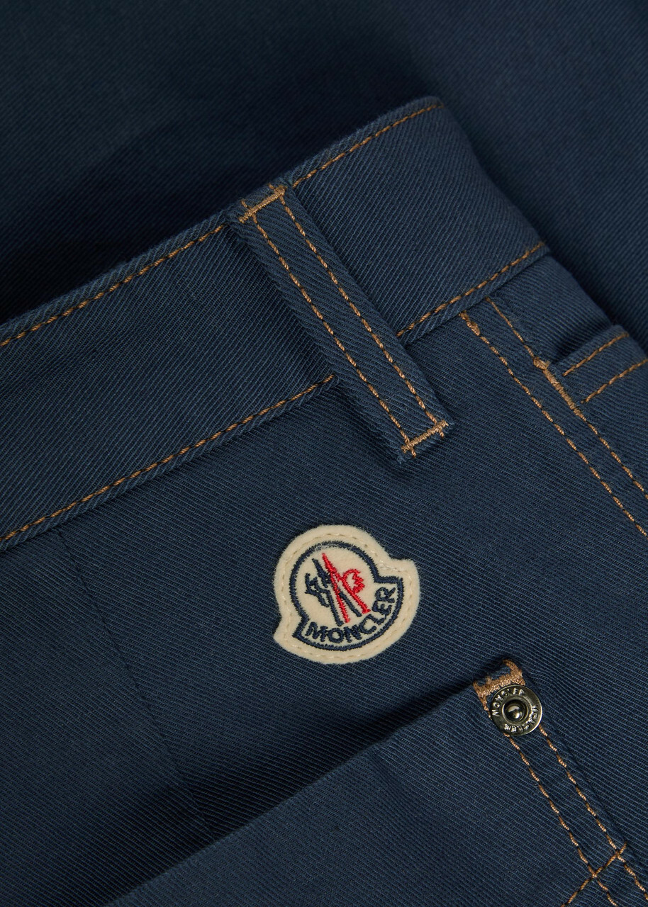 Moncler Wide-leg Cotton and Linen-blend Shorts Navy