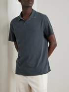 James Perse - Open-Collar Slub Cotton-Jersey Polo Shirt - Black
