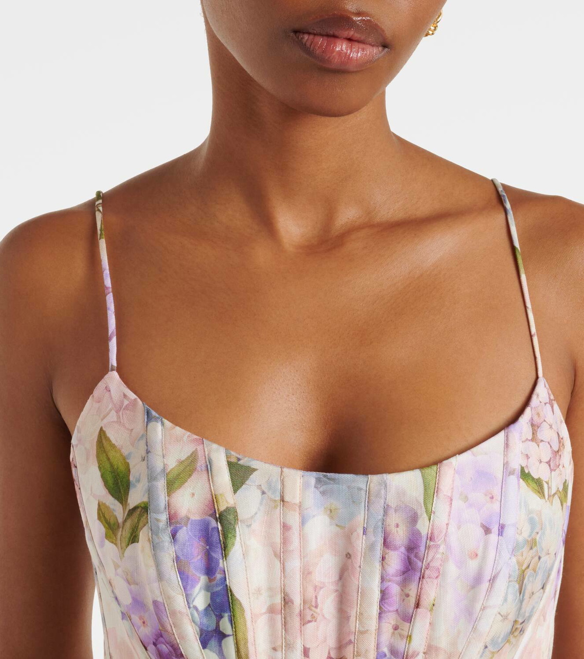Zimmermann Dawning floral silk and linen corset dress