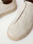 Zegna - Triple Stitch™ Leather-Trimmed Suede Slip-On Sneakers - Neutrals