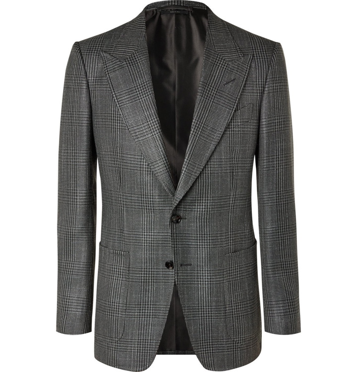 Photo: TOM FORD - Shelton Slim-Fit Prince of Wales Checked Wool, Mohair and Silk-Blend Blazer - Gray