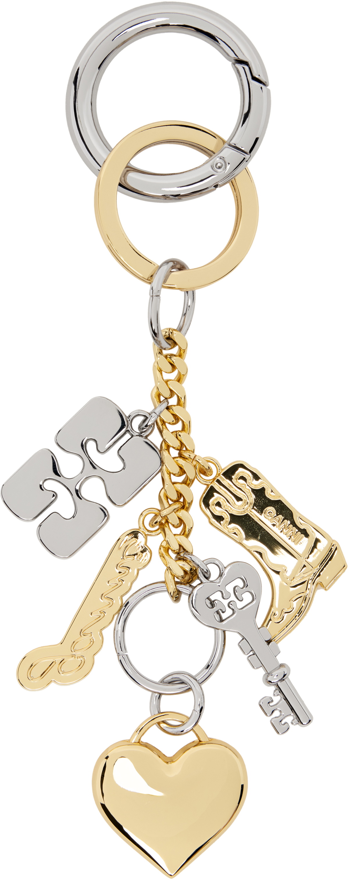 GANNI Gold & Silver Bou Charms Keychain