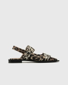 Ganni Feminine Buckle Ballerina Satin Print Brown Womens Casual Shoe