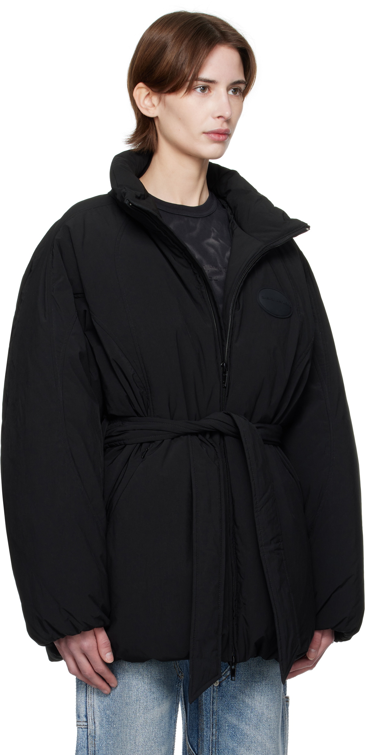 Alexander Wang Black Dome Logo Patch Down Jacket Alexander Wang