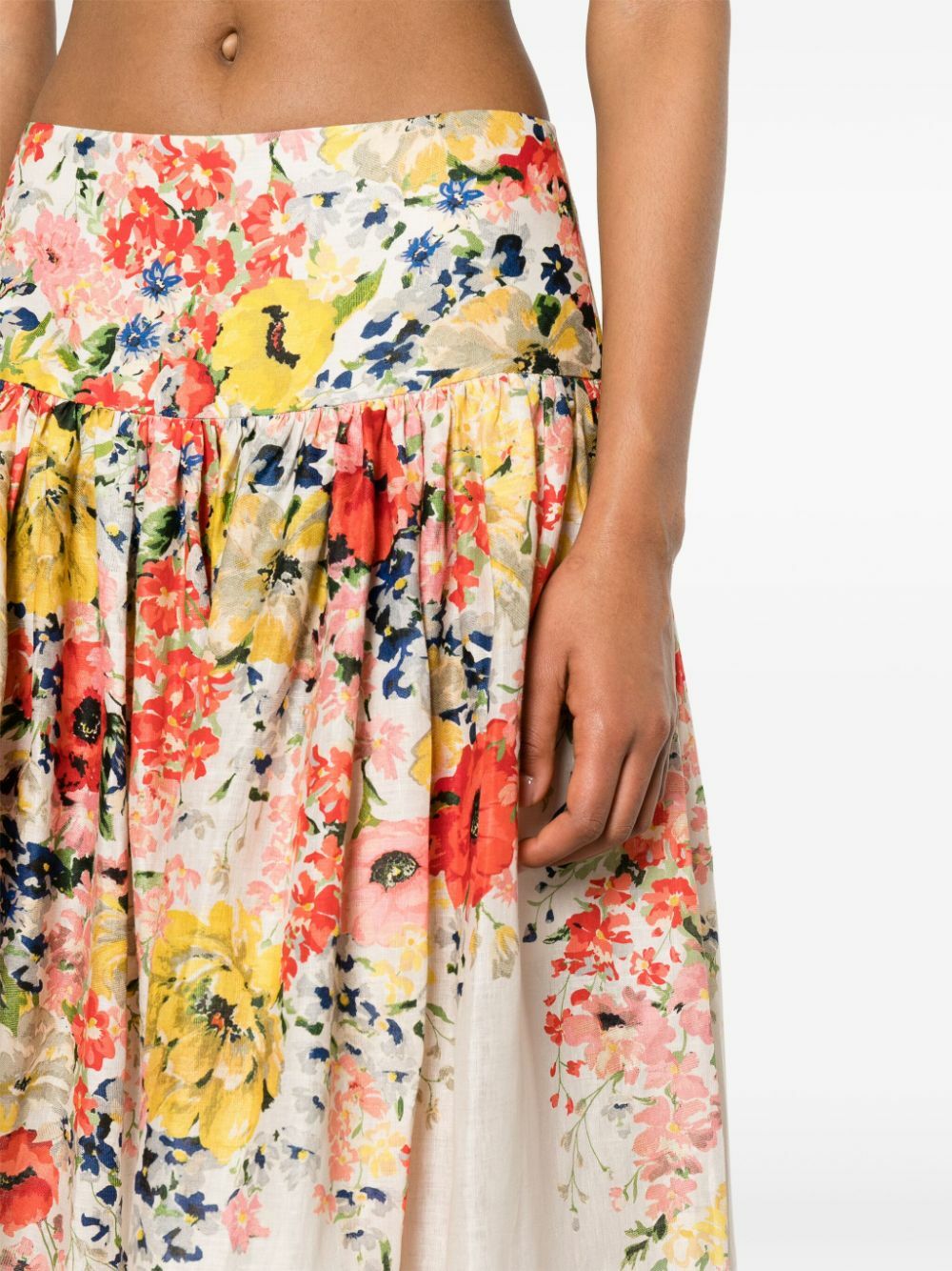 Zimmermann Floral Print Linen Midi Skirt Zimmermann