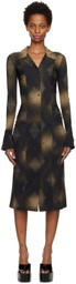 MISBHV Brown Argyle Shirt Midi Dress