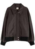 Khaite Shelman Leather Jacket Brown Dark