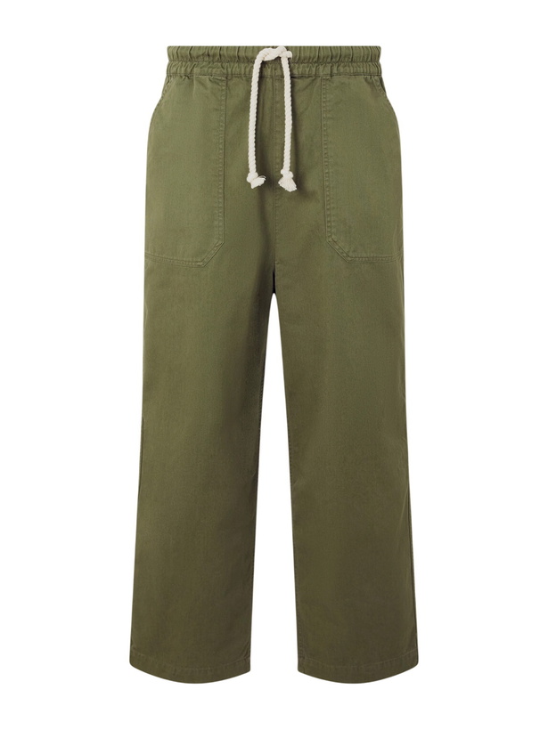 Photo: Officine Générale - Ferry Wide-Leg Cotton-Twill Drawstring Shorts - Green