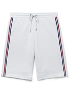 MONCLER - Printed Mélange Loopback Cotton-Jersey Drawstring Shorts - Gray