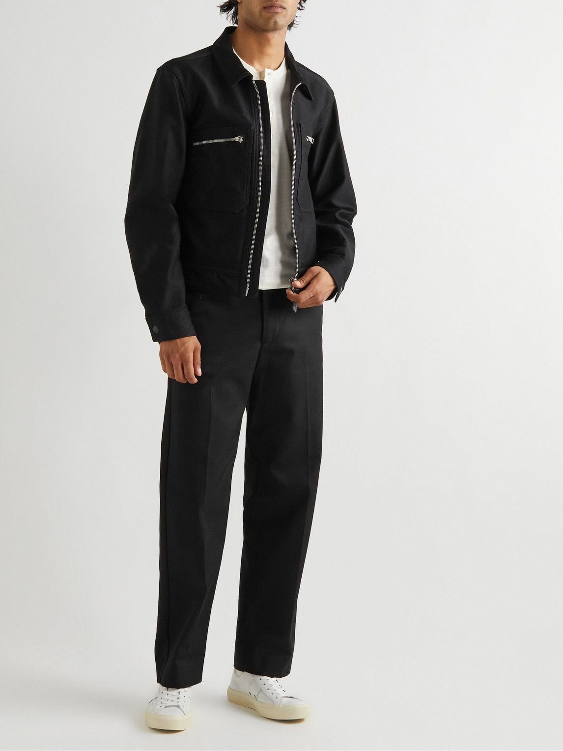 TOM FORD - Silk and Cotton-Blend Jersey Henley T-Shirt