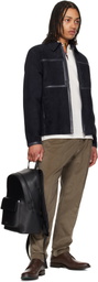 Paul Smith Black Straw-Grain Embossed Leather Backpack