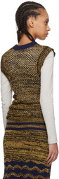 Wales Bonner Navy & Yellow Shade Knit Vest