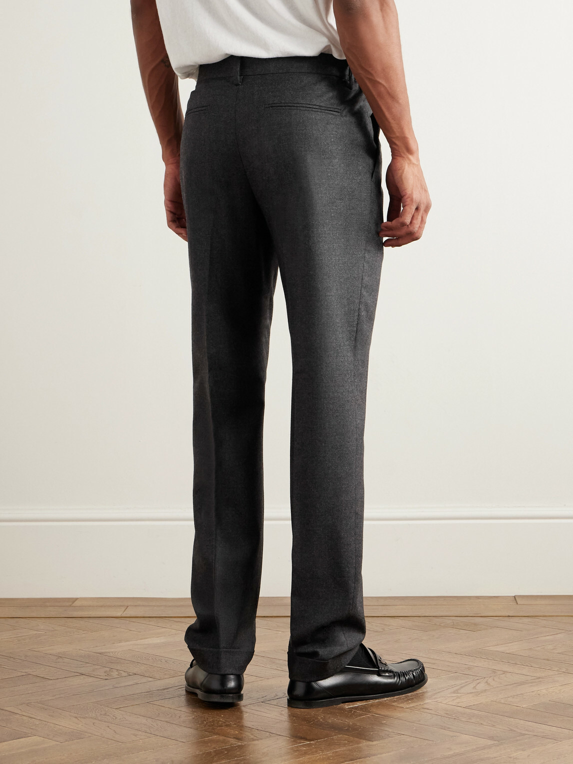 Thom Sweeney - Straight-Leg Pleated Wool-Blend Flannel Trousers - Gray