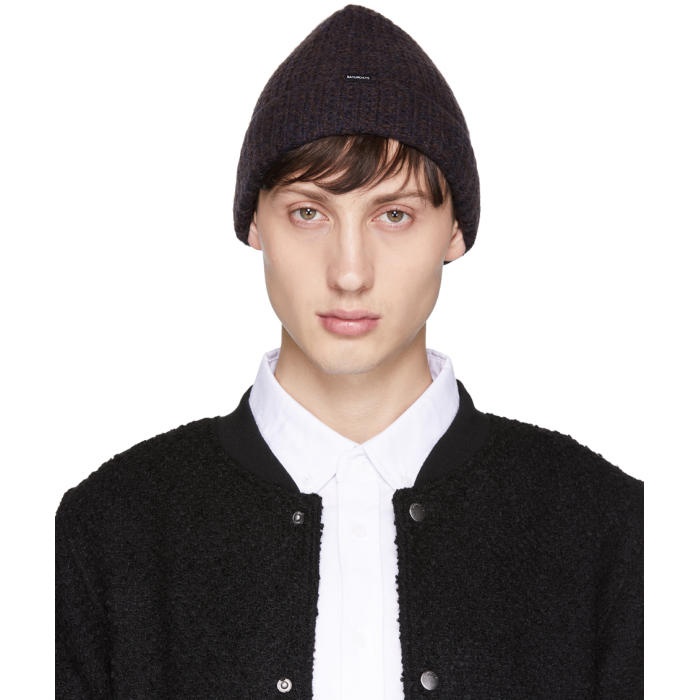 Photo: Saturdays NYC Navy and Brown Waffle Knit Beanie 