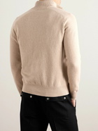 TOM FORD - Slim-Fit Leather-Trimmed Wool and Cashmere-Blend Half-Zip Sweater - Neutrals